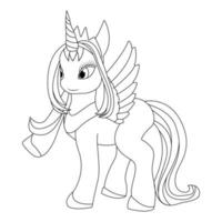 Cute Unicorn Coloring Page With Rainbow vector