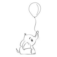 lindo elefante con tarjeta de regalo de cumpleaños vector