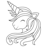 Cute Unicorn Coloring Page With Rainbow vector