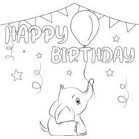 Cute Elephant With Birthday Gift Card vector