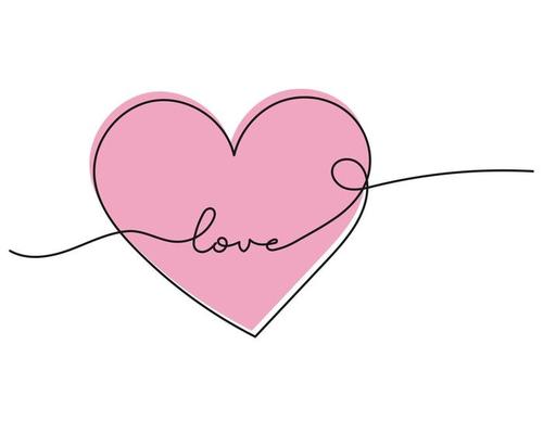 Heart continuous line art drawing minimalism design on white background