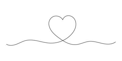 Heart continuous line art drawing minimalism design on white background vector