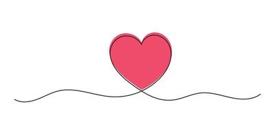 Heart continuous line art drawing minimalism design on white background vector