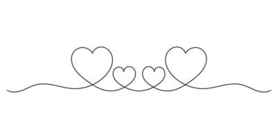 Heart continuous line art drawing minimalism design on white background vector