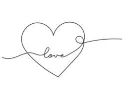 Heart continuous line art drawing minimalism design on white background vector