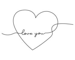 Heart continuous line art drawing minimalism design on white background vector