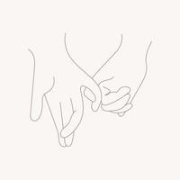 Continuous Line Art Drawing of Hands Couple in a Trendy Minimalist Style vector