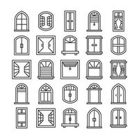 window frame line icons vector