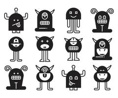 iconos de monstruos de dibujos animados vector