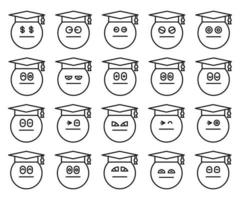 conjunto de emoticonos de línea de estudiante vector