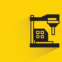 CNC machine icon yellow background vector