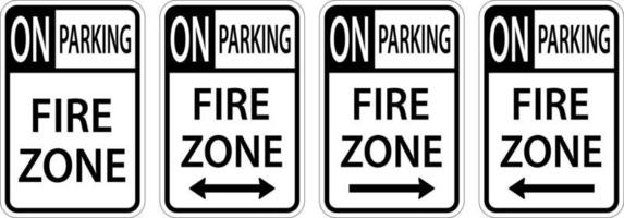 No Parking Fire Zone,Double Arrow,Right Arrow,Left Arrow Sign On White Background vector