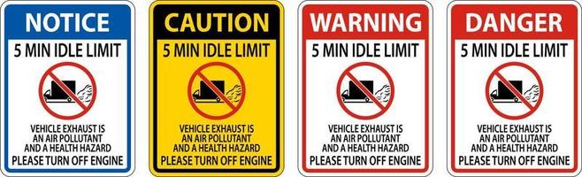 Warning 5 Min Idle Limit Sign On White Background vector