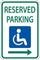 signo de estacionamiento reservado accesible, flecha derecha vector