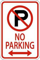 No Parking Double Arrow Sign On White Background vector