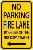 No Parking Fire Lane Left Arrow Sign On White Background vector