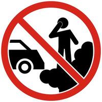 No idling, turn off engine. Prohibition Sign On White Background vector