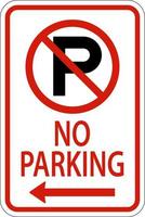 No Parking Left Arrow Sign On White Background vector