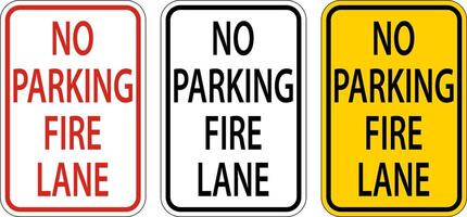 No Parking Fire Lane Sign On White Background vector