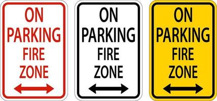 No Parking Fire Zone,Double Arrow Sign On White Background vector