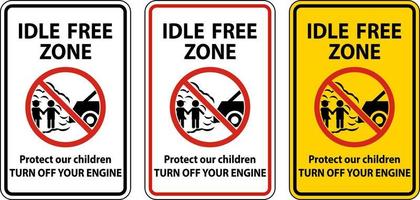 Idle Free Zone Sign On White Background vector