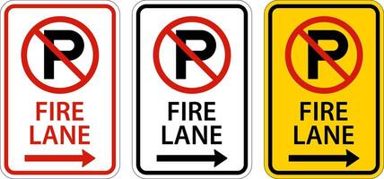 No Parking Fire Lane Right Arrow Sign On White Background vector