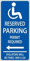 Handicap Parking Sign,Left Arrow Sign On White Background vector