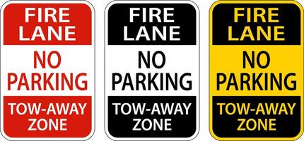 Fire Lane No Parking Tow Away Zone Sign On White Background vector