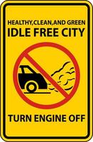 Idle Free City Turn Off Engine Sign On White Background vector