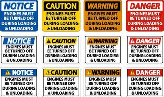 Engines Must Be Turned Off Sign On White Background vector