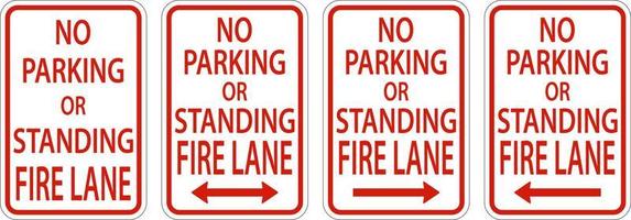 No Parking Fire Lane,Double Arrow,Right Arrow,Left Arrow Sign On White Background vector