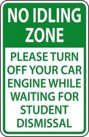 No Idling Zone Please Turn Off Engine Sign On White Background vector