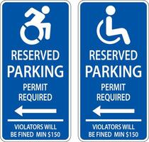 Handicap Parking Sign,Left Arrow Sign On White Background vector