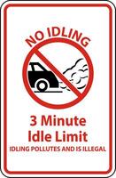 No Idling 3 Minute Idle Limit Sign On White Background vector