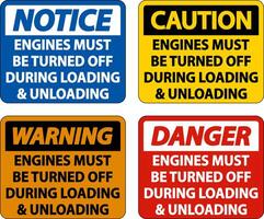 Engines Must Be Turned Off Sign On White Background vector