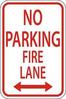 No Parking Fire Lane Double Arrow Sign On White Background vector