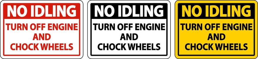 Turn Off Engine and Chock Wheels Sign On White Background vector