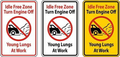 Idle Free Zone Turn Off Engine Sign On White Background vector