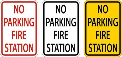 No Parking Fire Station Sign On White Background vector