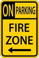 No Parking Fire Zone,Left Arrow Sign On White Background vector