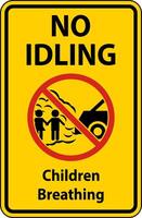 No Idling Children Breathing Sign On White Background vector