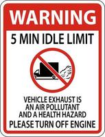 Warning 5 Min Idle Limit Sign On White Background vector