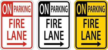 No Parking Fire Lane Right Arrow Sign On White Background vector