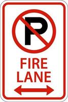 No Parking Fire Lane Double Arrow Sign On White Background vector