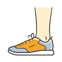 Trainers color icon. Women and men stylish footwear design for sports workout. Unisex casual sneakers, modern comfortable tennis shoes. Male and female fashion. Isolated vector illustration