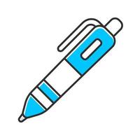 Automatic ballpoint pen color icon. Writing tool isolated vector illustration. Stationery items shop, school supplies store logo. Document signing instrument. Office workplace, education attribute