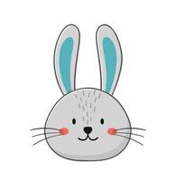 Cute rabbit face. Symbol of Easter. Little bunny in hand drawn style. Vector illustration.