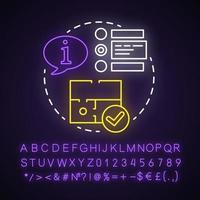 Choose escape room neon light concept icon. Select quest type idea. Choice of strategy game. Comparing information. Glowing sign with alphabet, numbers and symbols. Vector isolated illustration