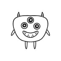 Childish cute monster. Doodle style. Drawn alien. vector illustration.