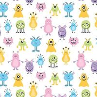 Monster Halloween  pattern. Cute cartoon characters in simple hand-drawn Scandinavian style. Vector childish funny doodle illustration. Baby clothes, textiles, fabric, wallpaper,paper